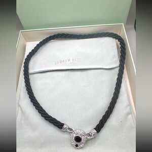 Judith Ripka Sterling Silver Black Spinel Cord Necklace